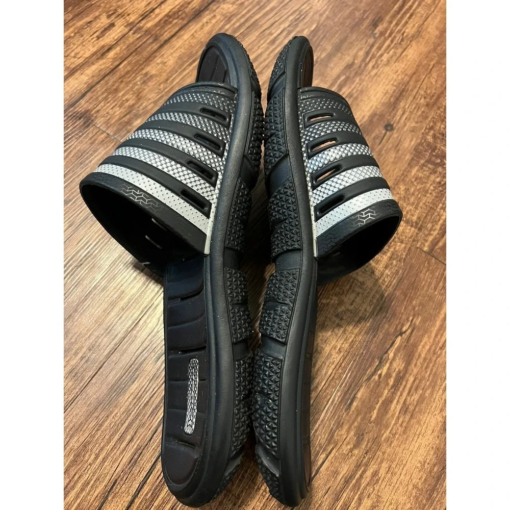 Rider‎ Men's Slide Sandals Size 13/47 All Rubber  Black/White Summer Beach